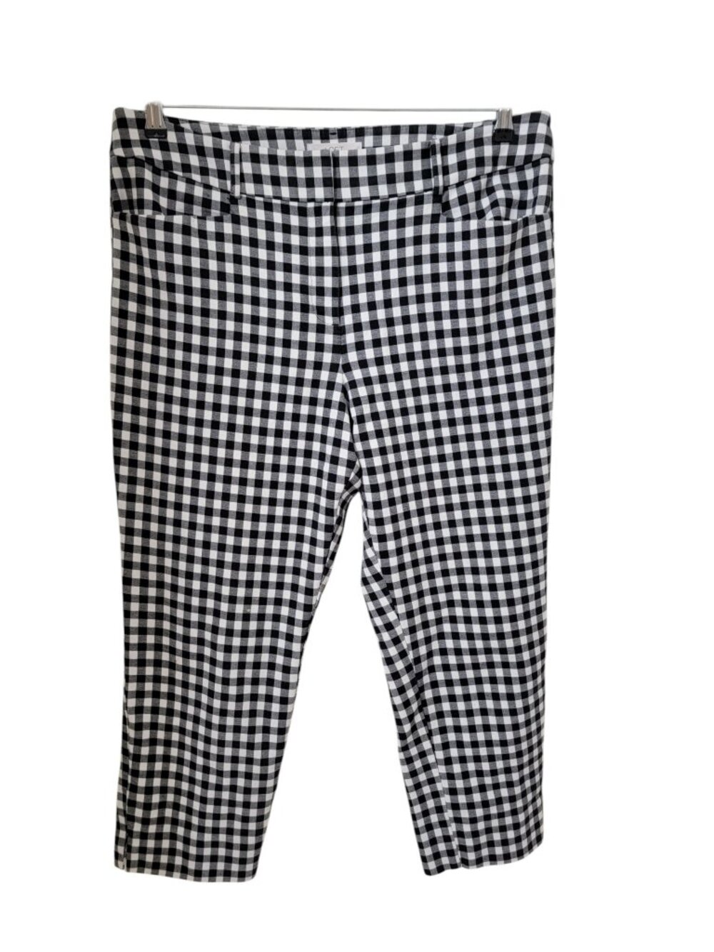 LOFT Size 14 Black & White Gingham Julie Fit "The Riviera Pant", Cropped Pants
